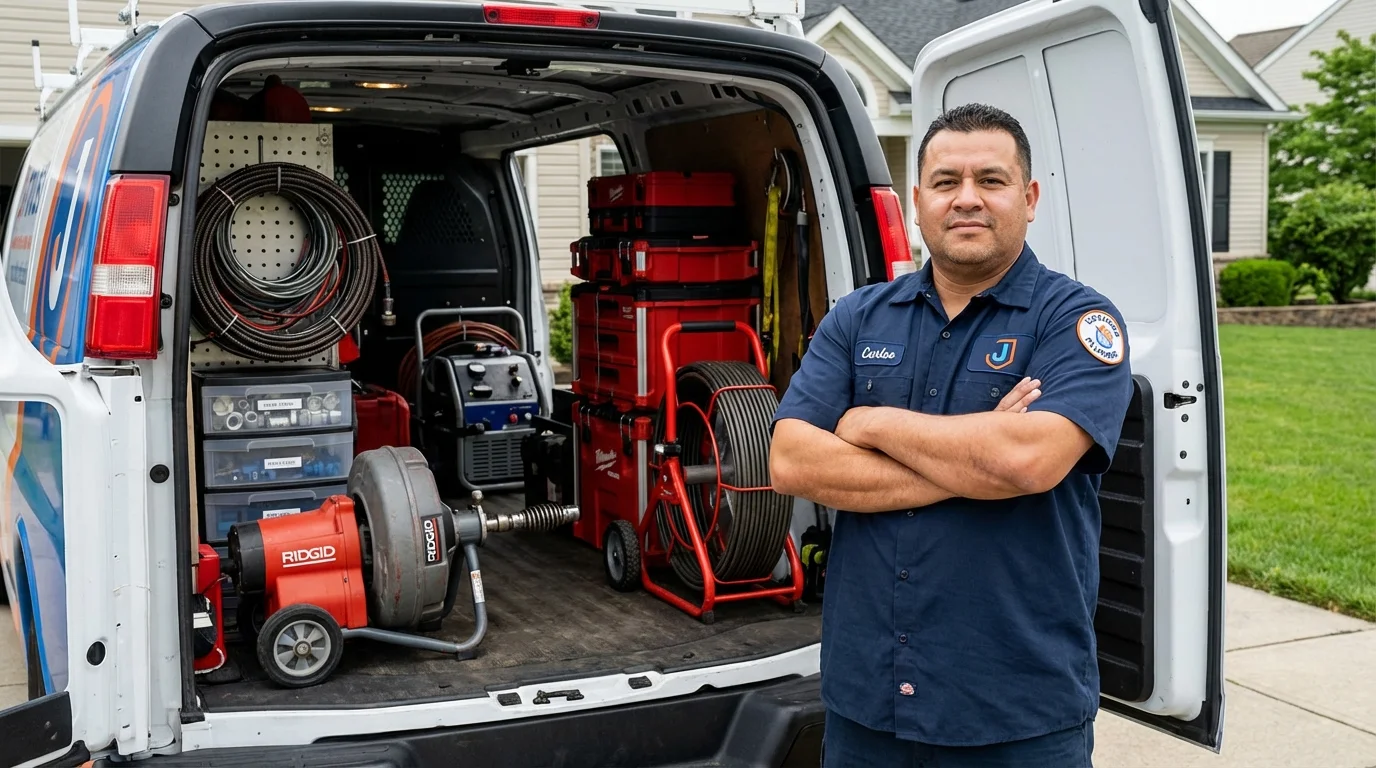 Professional drain cleaning equipment and Johns Plumbing LLC plumber in Dalton