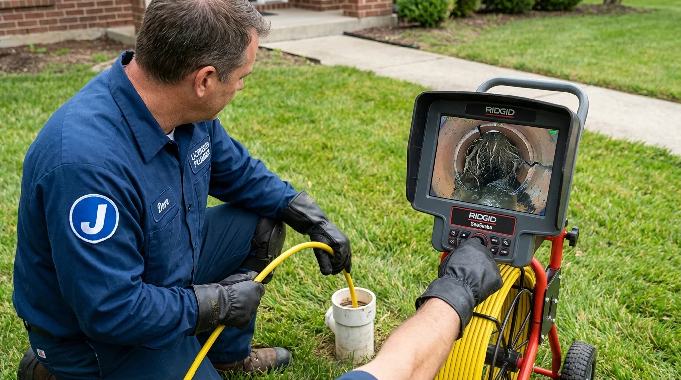 Sewer camera inspection being performed by Johns Plumbing LLC in Dalton