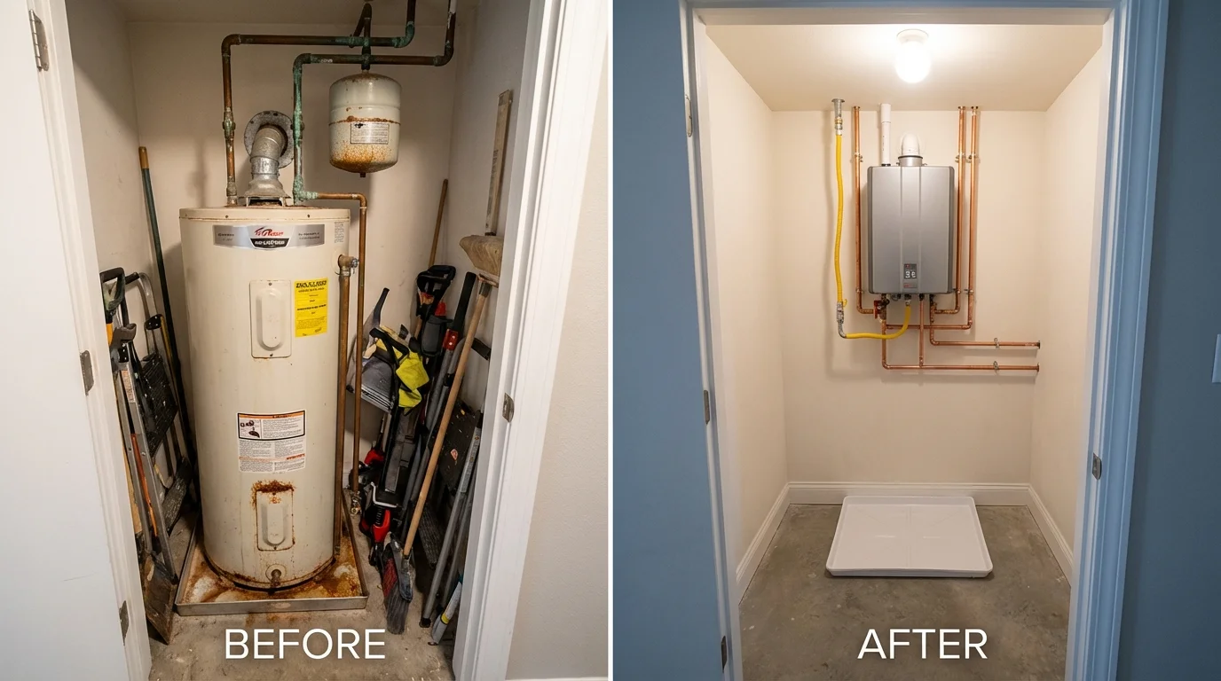 Tank water heater versus wall-mounted tankless unit comparison for Dalton, GA homeowners